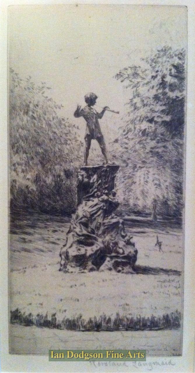 Rowland Langmaid - Peter Pan Dry point etching (c1900)