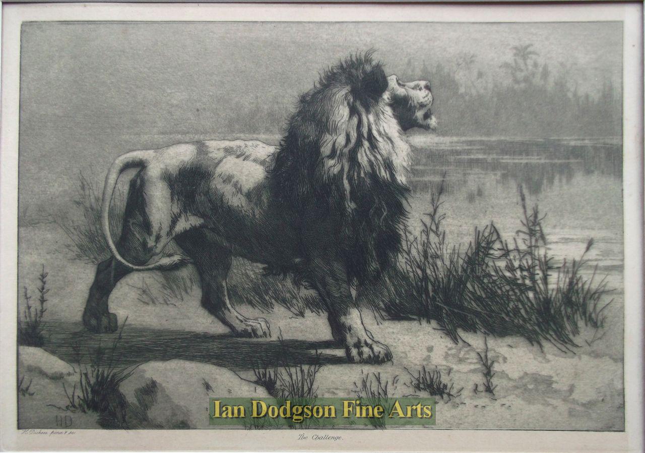 Herbert Dicksee - The Challenge Dry point etching (c1910)
