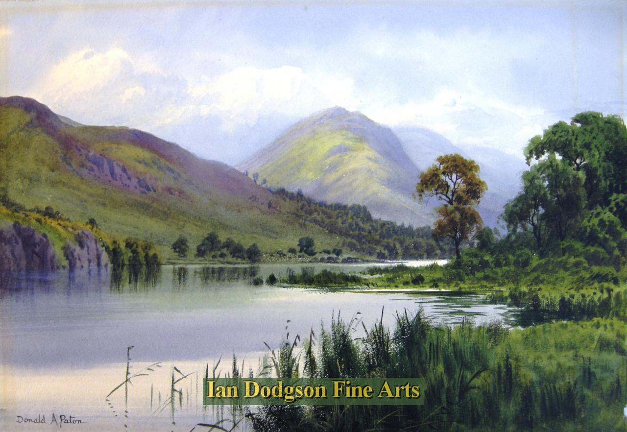 Donald A Paton ( E H Tompson) - Peaceful morn, Grasmere Watercolour (c1920)