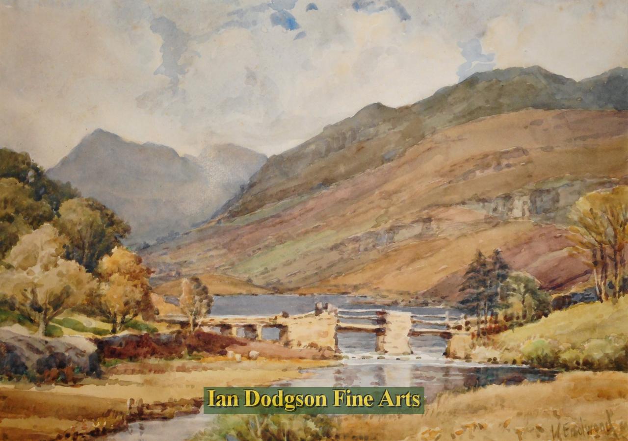 The Old Bridge, Capel Curig Lake, N W. by Walter Eastwood