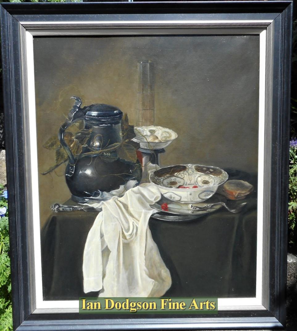 Manner, Jan Janz Treck - Pewter flagon with Ming Bowls Oil on canvas (c1930)