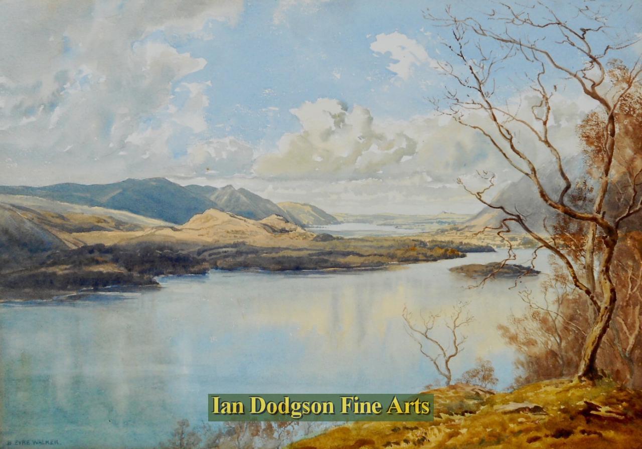 Bernard Eyre Walker - Derwent water and Bassenthwaite lake Watercolour (c1945)