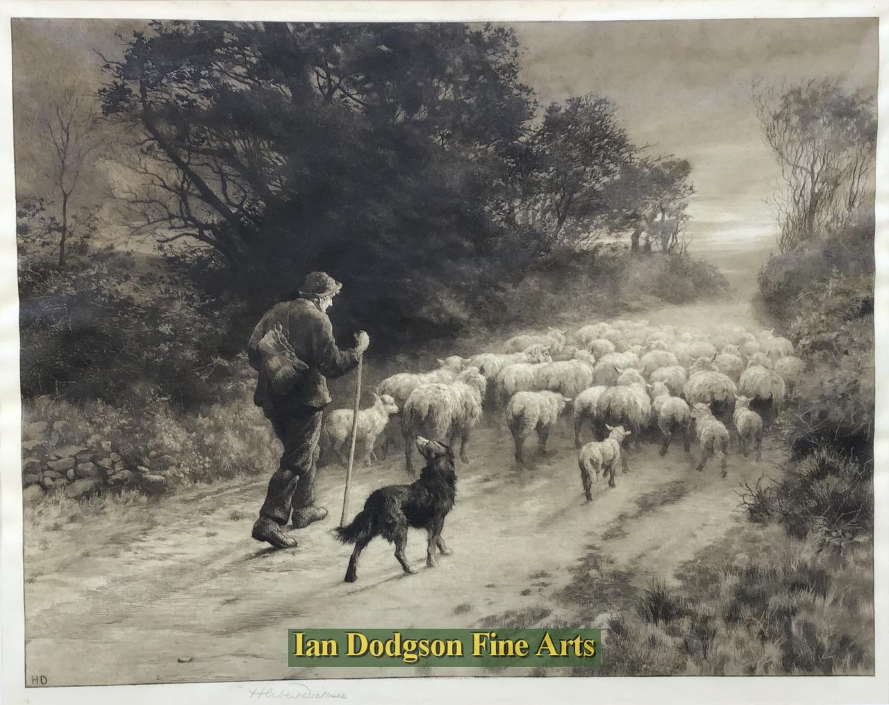 Herbert Dicksee - Nearing Home Dry point etching (1901)