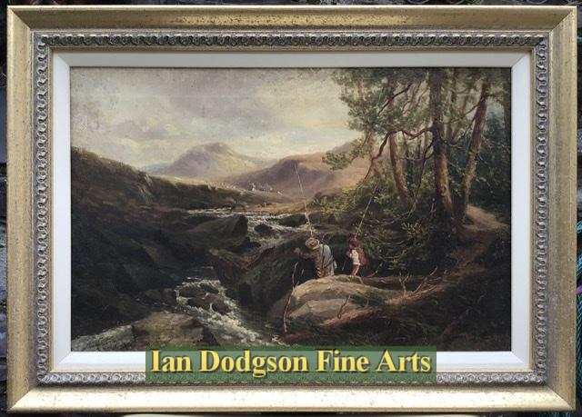 Fishing on the Ogwen, Nant  Ffrancon N W by Thomas Morris Ash