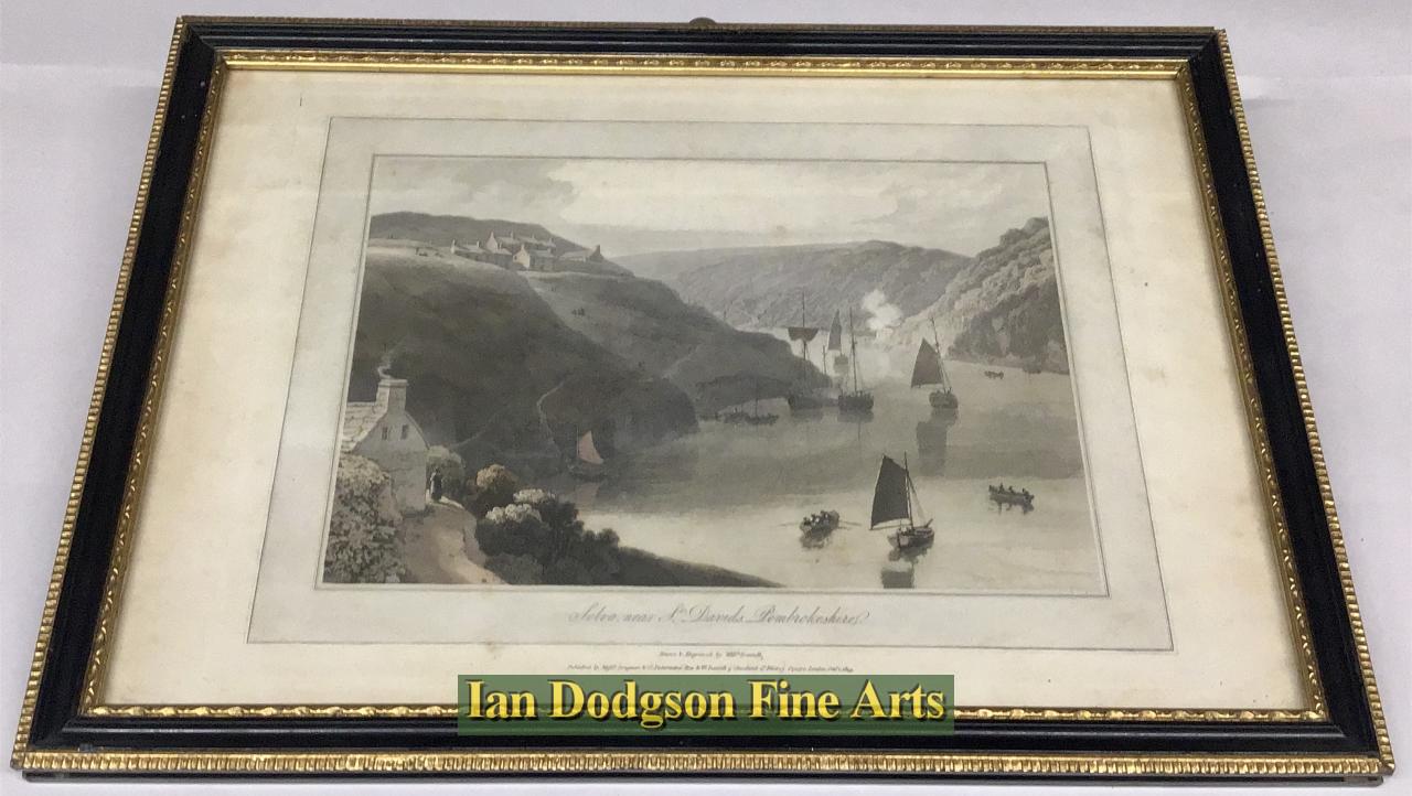 William Daniell - Solva near st Davids, Pembrokeshire Aquatint (c1815)