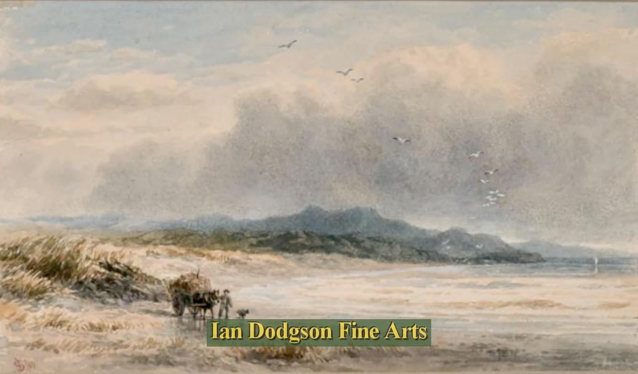 John Steeple - Deganwy sands towards Penmaenmawr Watercolour (1869)