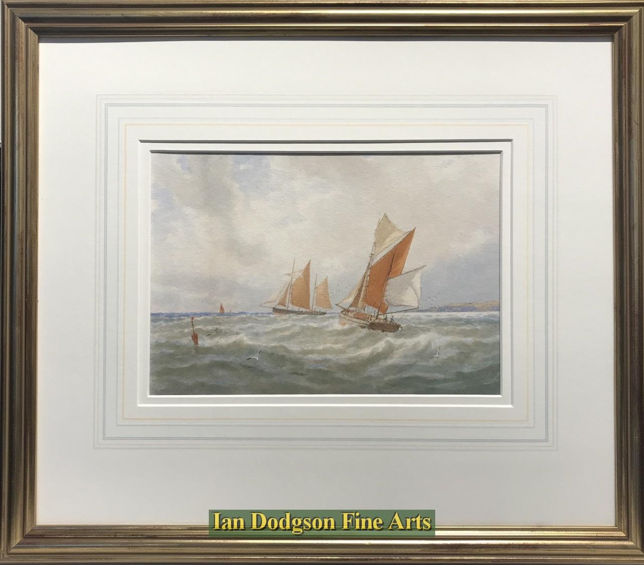 Fishing boats off the coast by George Stanfield Walters