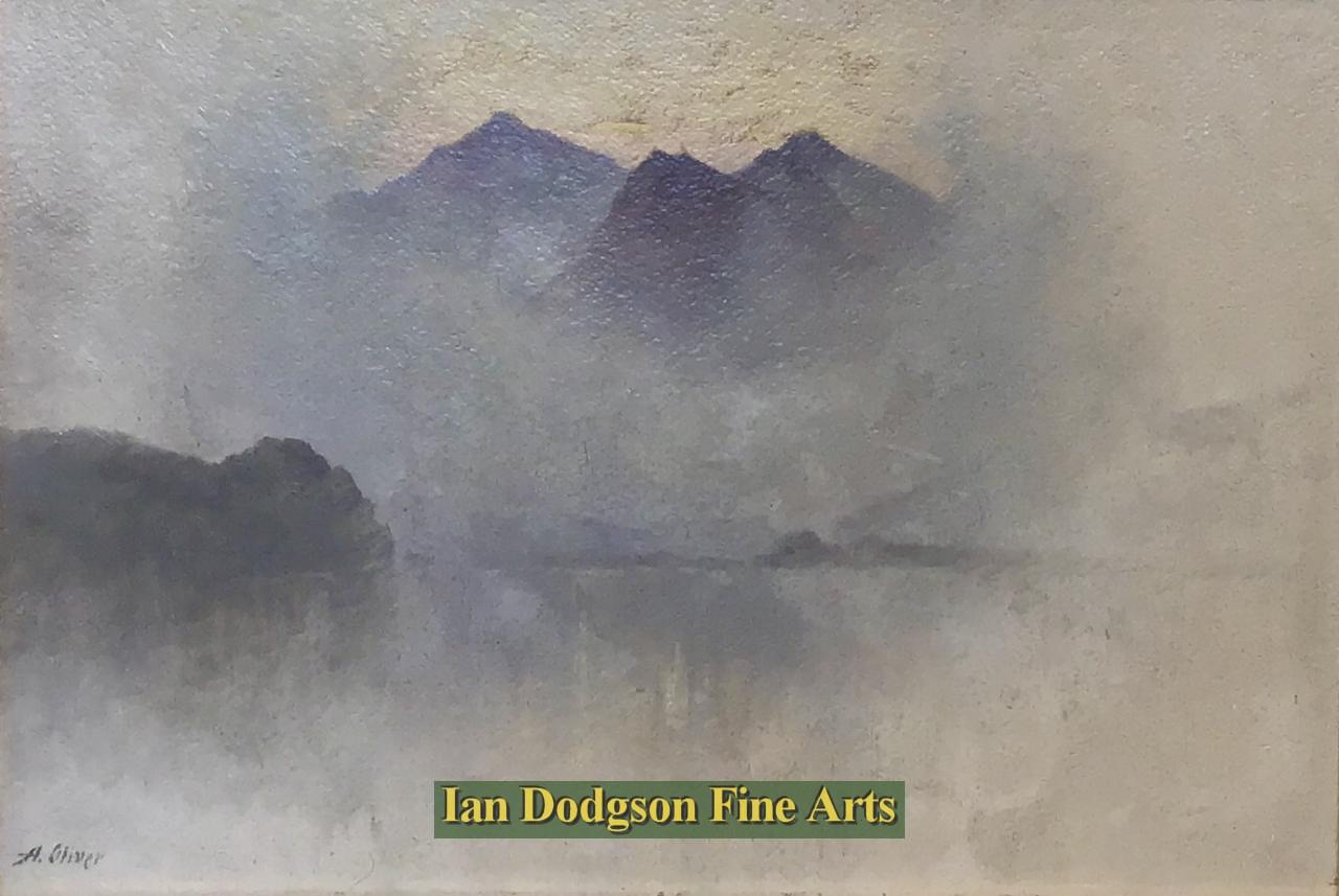 Alfred Oliver - Crib Goch & Yr Wyddfa from Llyn Cwm-y-Ffynnon Oil on canvas laid down on board (c1939)