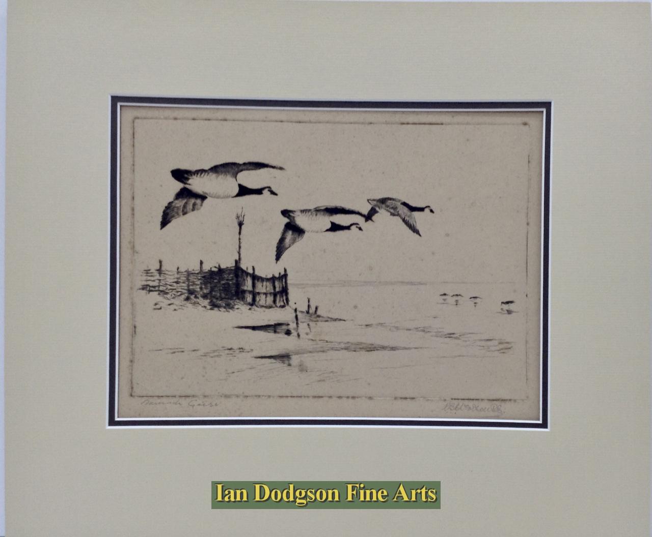 Ronald B E Woodhouse - Canada Geese Etching (c1940)