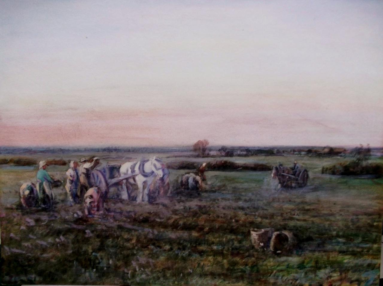 Farm workers in the field. by John Falconar Slater RA, L,M, PP