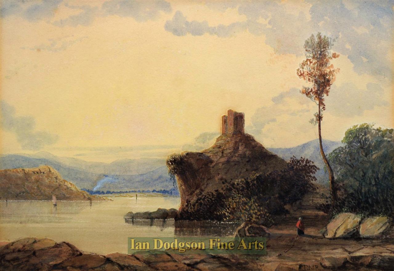 Llyn Padarn, Dolbadarn Castle by Thomas Miles Richardson jnr 