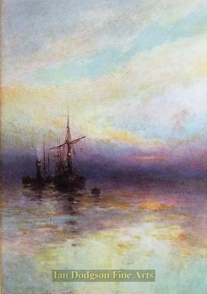Steam and Sail in the setting Sun by Edmund Phipps 