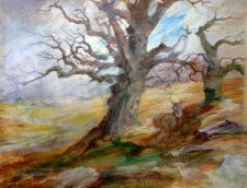 Deer Under Trees, Sketch from her studio by Barbara Brassey