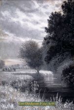 'Arthur Trevor Haddon - River Landscape by moon light
