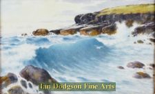 'Warren Williams ARCA - Rock cliff with crashing waves. Moelfre