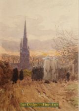 The silhouetted church by E Frere