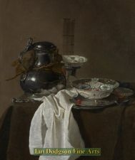 'Manner, Jan Janz Treck - Pewter flagon with Ming Bowls