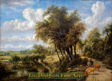 A Pastoral View with Figures, Cattle and River by George Vincent