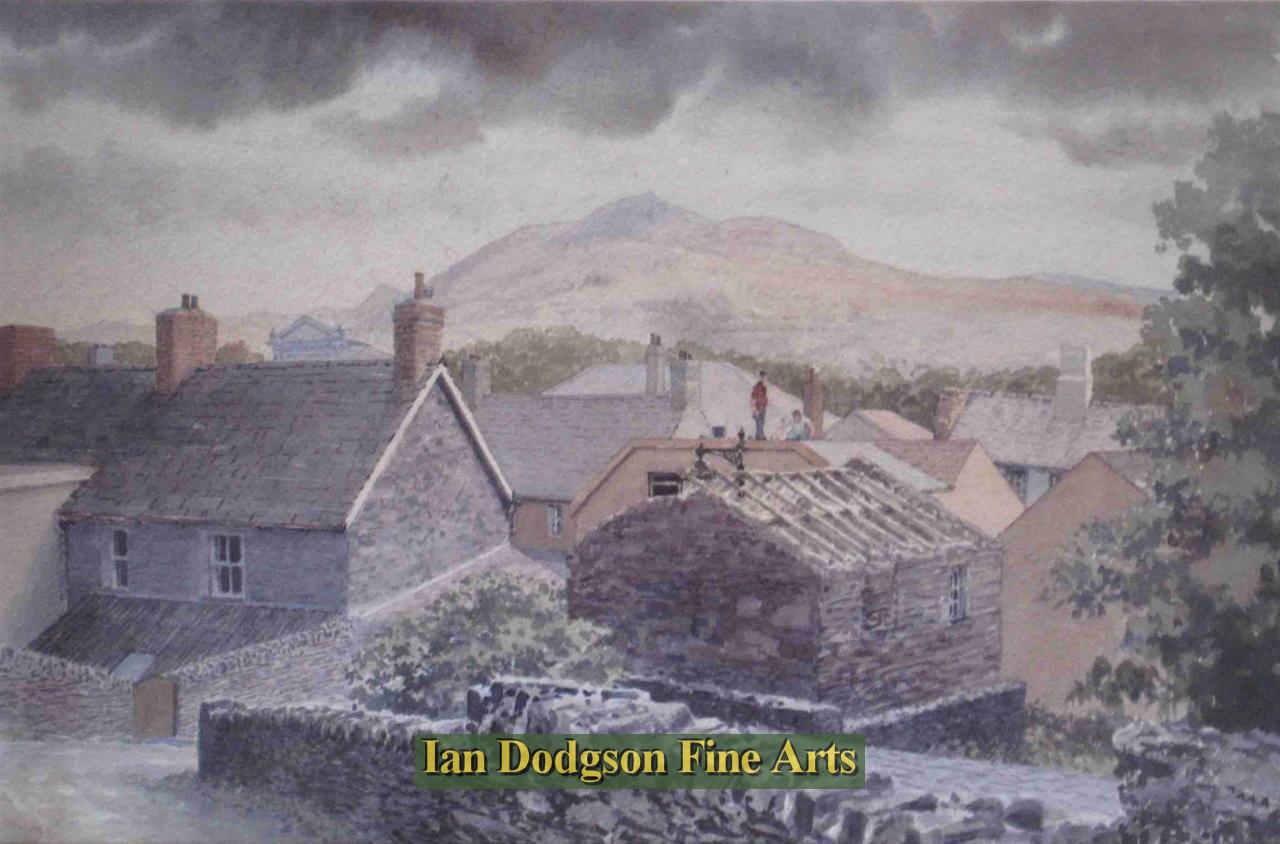 Jeremy Yates - Roof work, Bethesda Watercolour (2017)