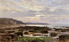 Sunset on the shore, Near Bonchurch, Isle of Wight by Alfred Augustus Glendening